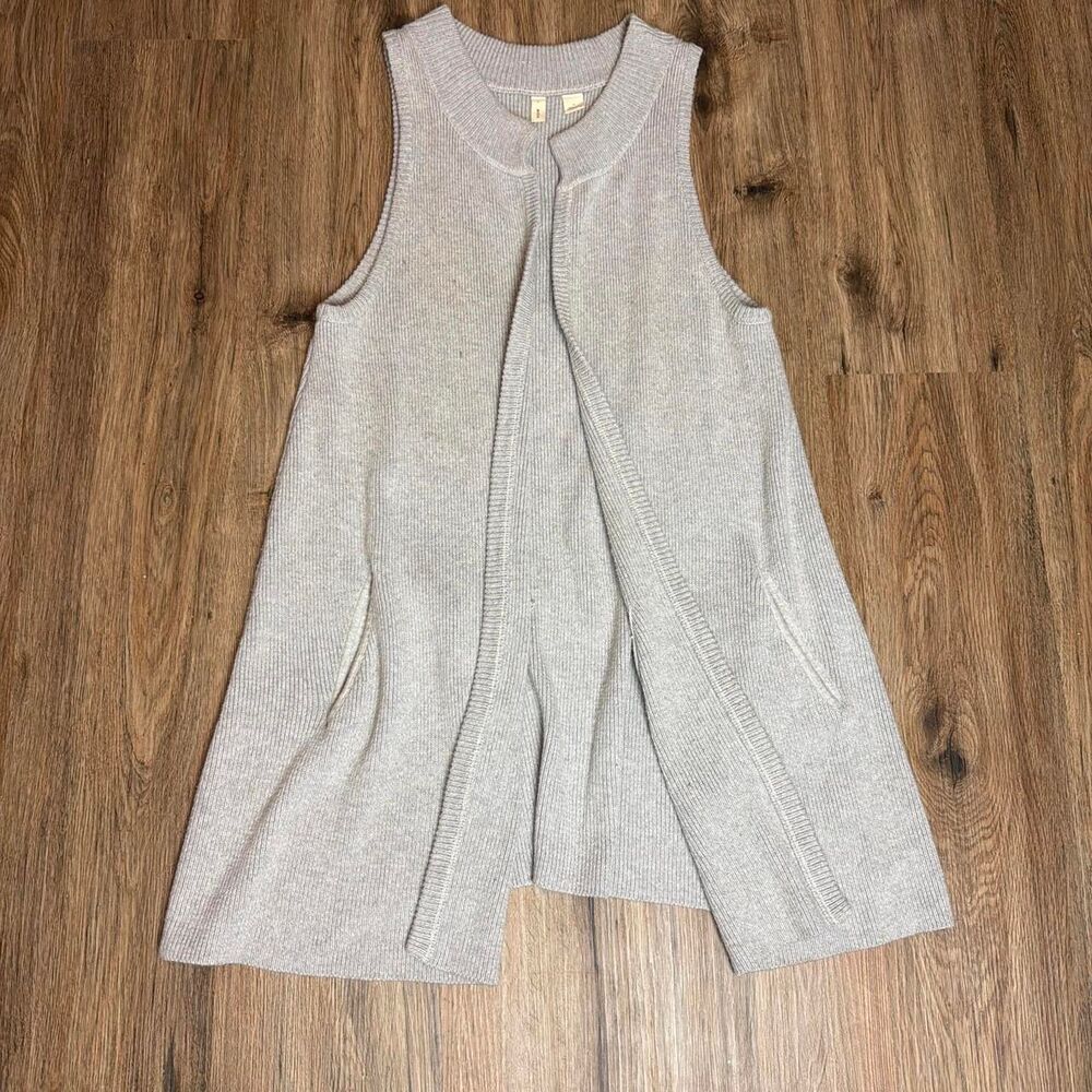 moth grey knit sleeveless wool sweater vest duster with pockets size small